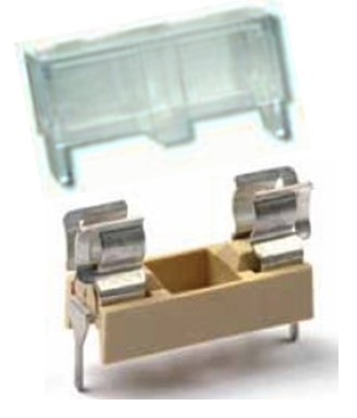 PCB保險絲座PTF/15米黃色+透明蓋DIP 5*20mm